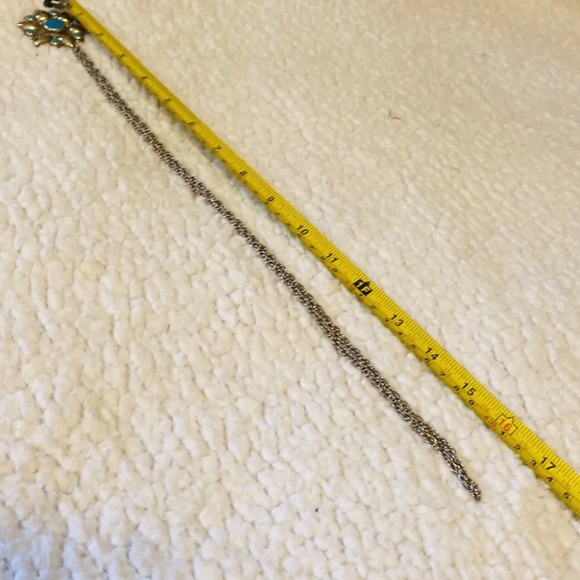 Nickel Silver Bell Trading Post Flower Faux Turquoise Necklace Bracelet Cuff Set - Picture 9 of 9